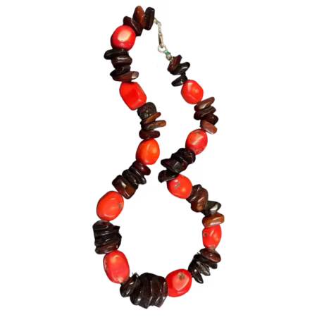 Amber and Red Stone Necklace
