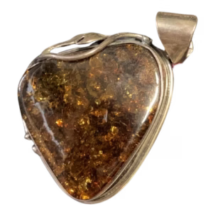 Heart-Shaped Amber Pendant
