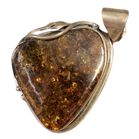 Heart-Shaped Amber Pendant