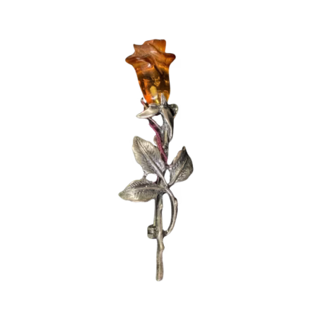Narrow Amber Rose Brooch